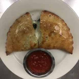 Spinach calzone.