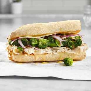 Roasted Turkey - Dill Havarti, Marinated Broccoli, Onion, Italian Dressing, Spicy Honey Mayo