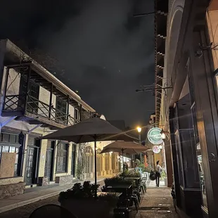 an empty street at night