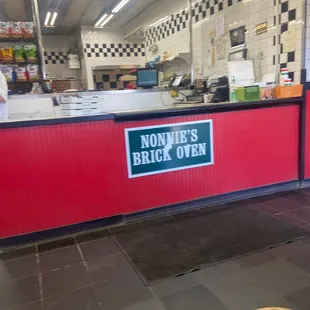 a sign on the counter