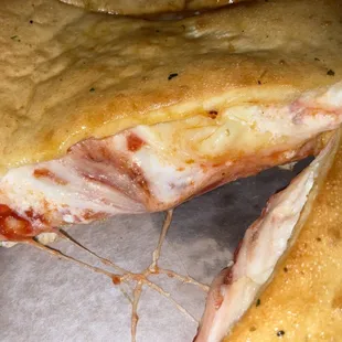 Inside cheese calzone