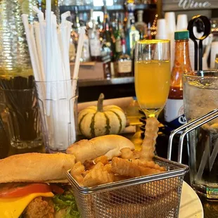 Shrimp Po Boy &amp; Pineapple mimosa