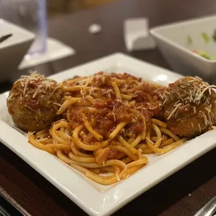 House special with Beef Meatballs - Bucatini Ameritriciana