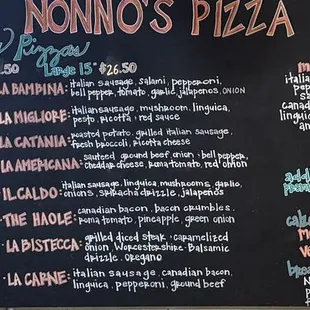 Nonno's Menu (Oct 2024)