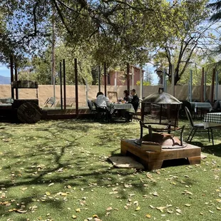 Bocce ball and out door seating.