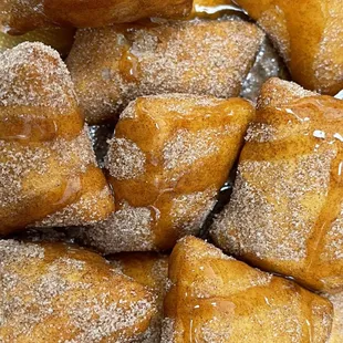 Fried Dough-Cinnamon Sugar with a Caramel drizzle