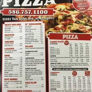 menu, pizza