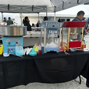 Snow cone , pop corn cotton candy