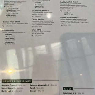 a menu for a restaurant