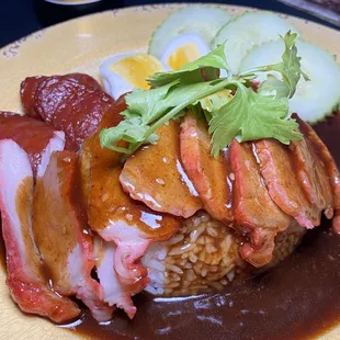 Roasted red pork over rice