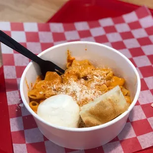 Rigatoni with vodka sauce and burrata