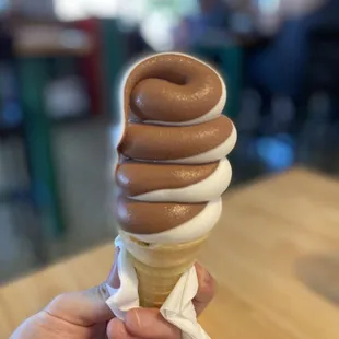 Chocolate/vanilla swirl soft serve ($4)