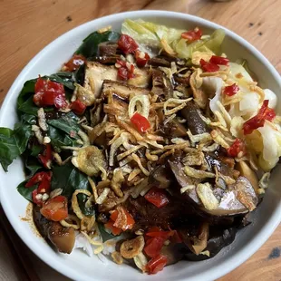 Braised Tofu Mushroom Rice Bowl