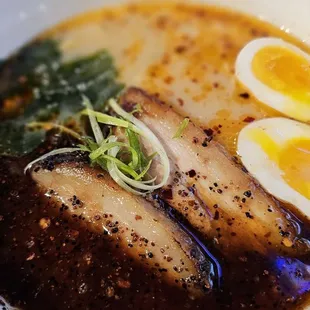 Black Garlic Miso Ramen (spice level 4, on a scale of 1 to 6)