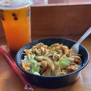 Chicken Teriyaki Box &amp; Thai tea lemonade