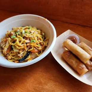 Kung Pao Noodle with Chicken + Spring Rolls