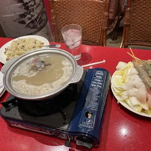 Hot pot and fried rice