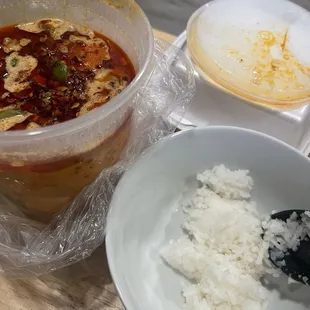 Red curry with steamed rice