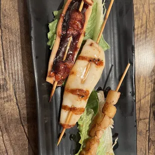 Scallop Skewer and Squid Skewer