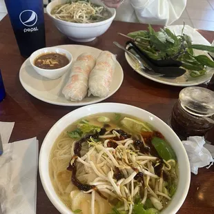 Chicken pho with sauces I did myself