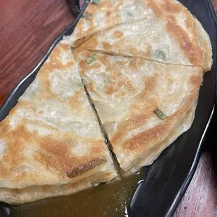 Green Onion Pancake with a fantastic curry dipping sauce