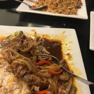 Fried rice and Mongolian beef