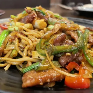 Mongolian beef stir fried noodles. Fantastic