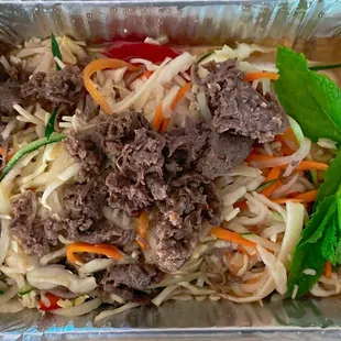 Grilled Beef Vermicelli Bowl - swimming in dressing