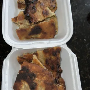 Scallion pancakes. They&apos;re burnt &amp; bitter. The wonton soup is too salty.  I&apos;m disappointed