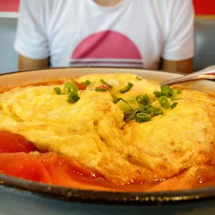 Egg with Tomato over Knife Cut Noodles
