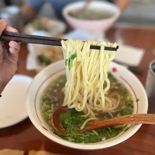 Signature Beef Noodle + Triangle Noodles