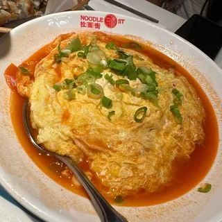 Egg with Tomato over Knife Cut Noodles