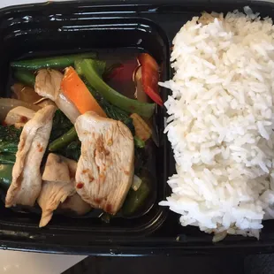 Spicy basil lunch takeout