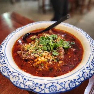 Boiled beef and soft tofu in hot chili