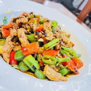 Stir Fired Beef and Wild Green Pepper