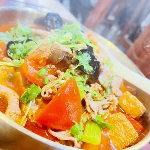 Tomato beef noodle soup