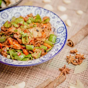pork belly with green pepper stir fry