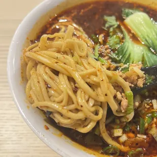Szechuan Noodle soup   Closeup of their handmade noodles