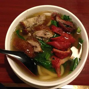 roast duck &amp;roast pork noodle soup