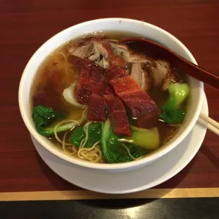 Roast duck and roast pork noodle soup