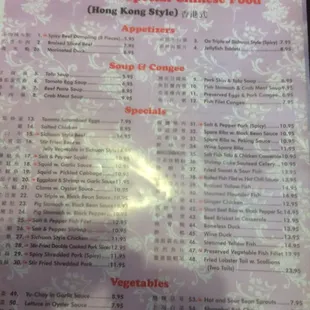 menu