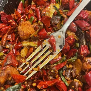 Schezuan Chicken. Dry. No sauce at all.