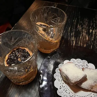 Brilliant pop up featuring CRESCENT CITY KINGPIN cocktail with BEIGNET ~ Mushroom &amp; Potato Duxelles, Powdered Cheddar!