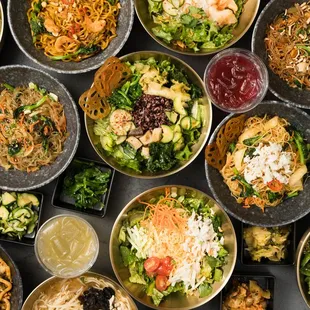 Various Noodlelove dishes and craft made sodas