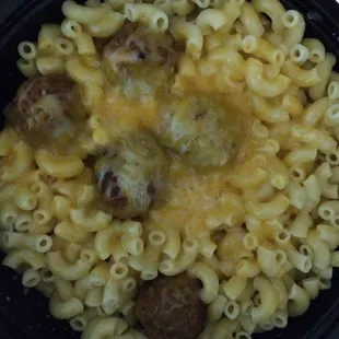 Mac and Cheese aka plain noodles with lump of under melted cheese and only 5 meatballs which were $2 extra!