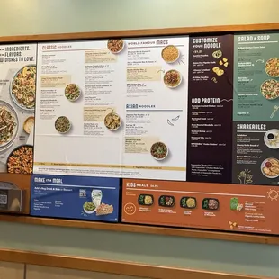 The current prices for the menu.