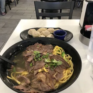Dumplings and beef noodle