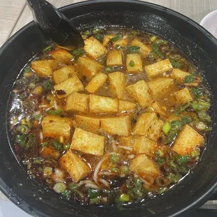 Spicy Noodle Tofu soup