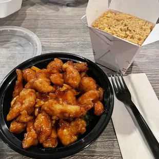 Orange chicken and fried rice