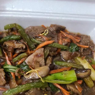 Beef to go with the twice fried noodles...now this wasn&apos;t bad.